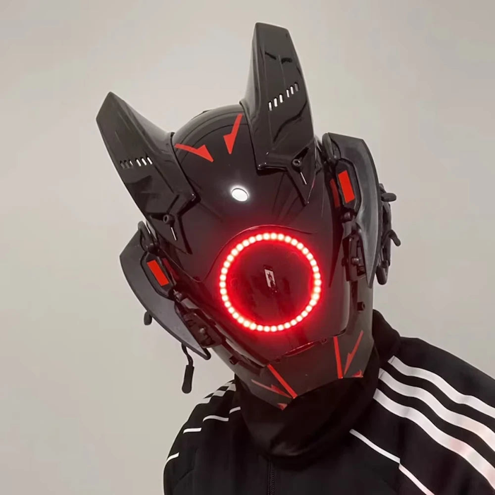Ronin Helmet light up LED cyberpunk samurai helmet – view 1